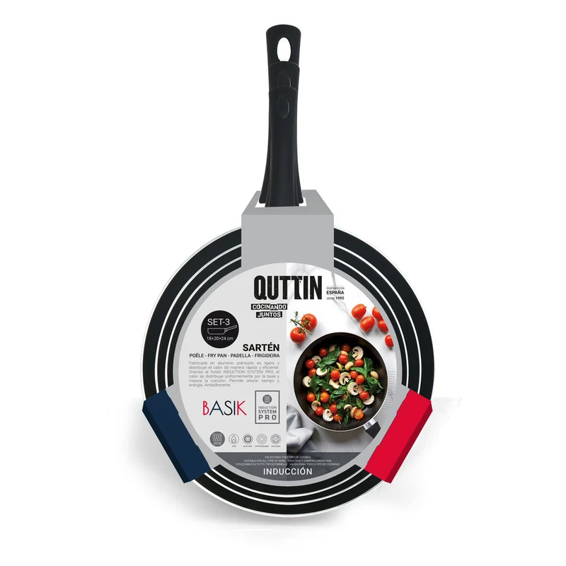 Set of pans Quttin Aluminium 24 cm 3 Pieces (4 Units)