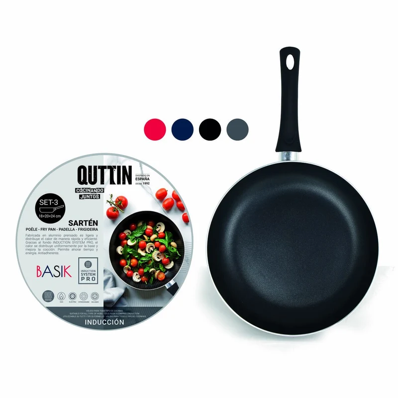 Set of pans Quttin Aluminium 24 cm 3 Pieces (4 Units)