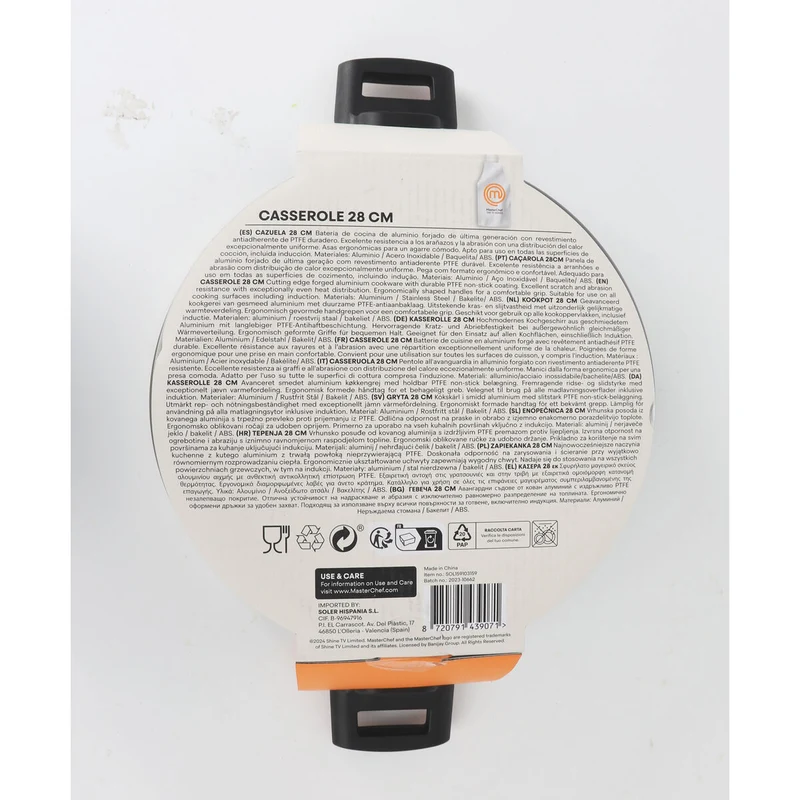 Casserole with lid MasterChef 28 cm 2,5 mm (4 Units)