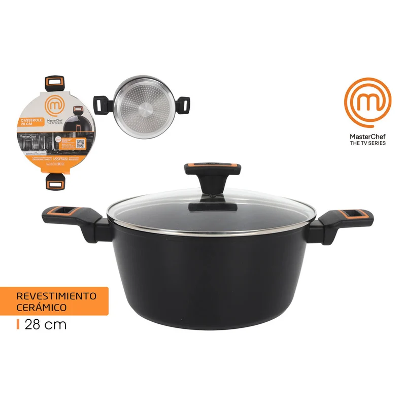 Casserole with lid MasterChef 28 cm 2,5 mm (4 Units)