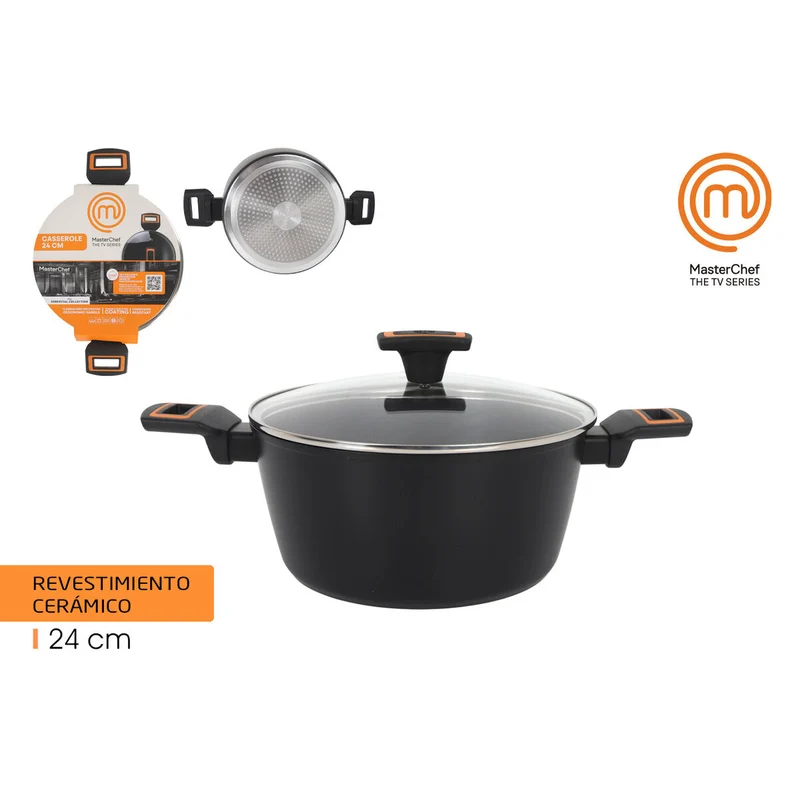 Casserole with lid MasterChef 24 cm 2,5 mm (4 Units)