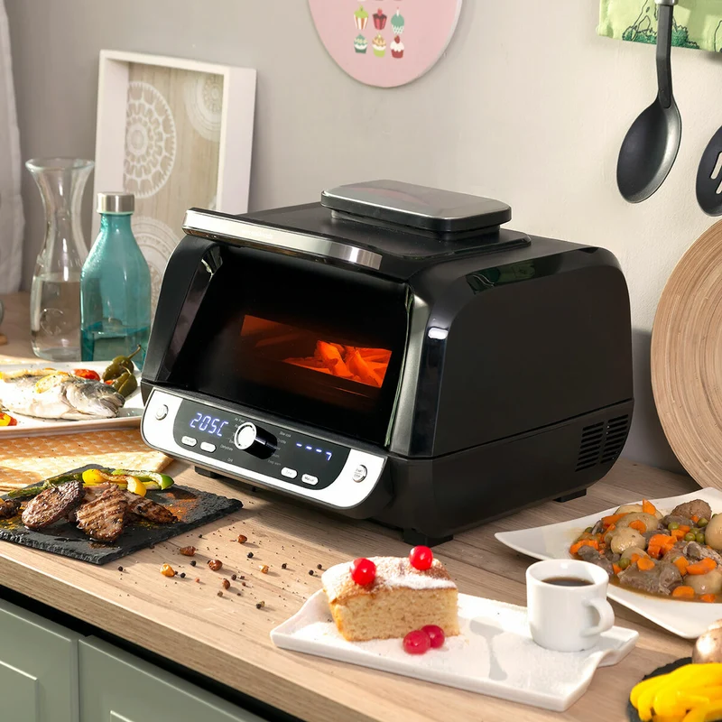 Pack Silicone Baskets with Brush for Air Fryers and Air Fryer with Grill, Accessories and Recipe Book InnovaGoods