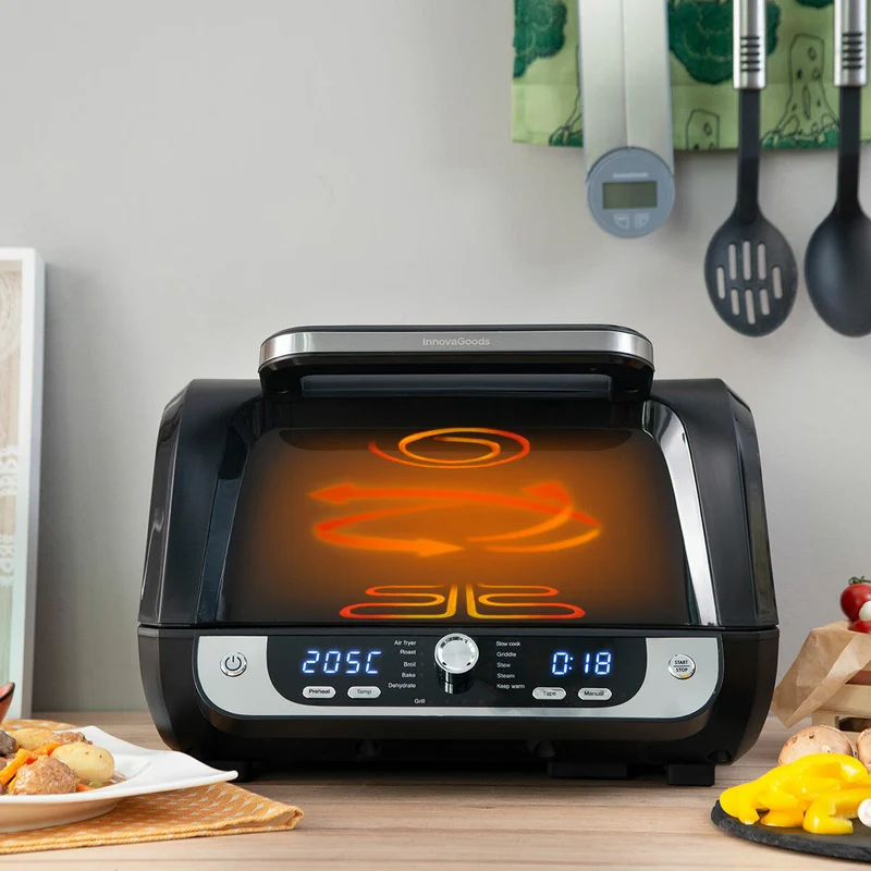 Pack Silicone Baskets with Brush for Air Fryers and Air Fryer with Grill, Accessories and Recipe Book InnovaGoods