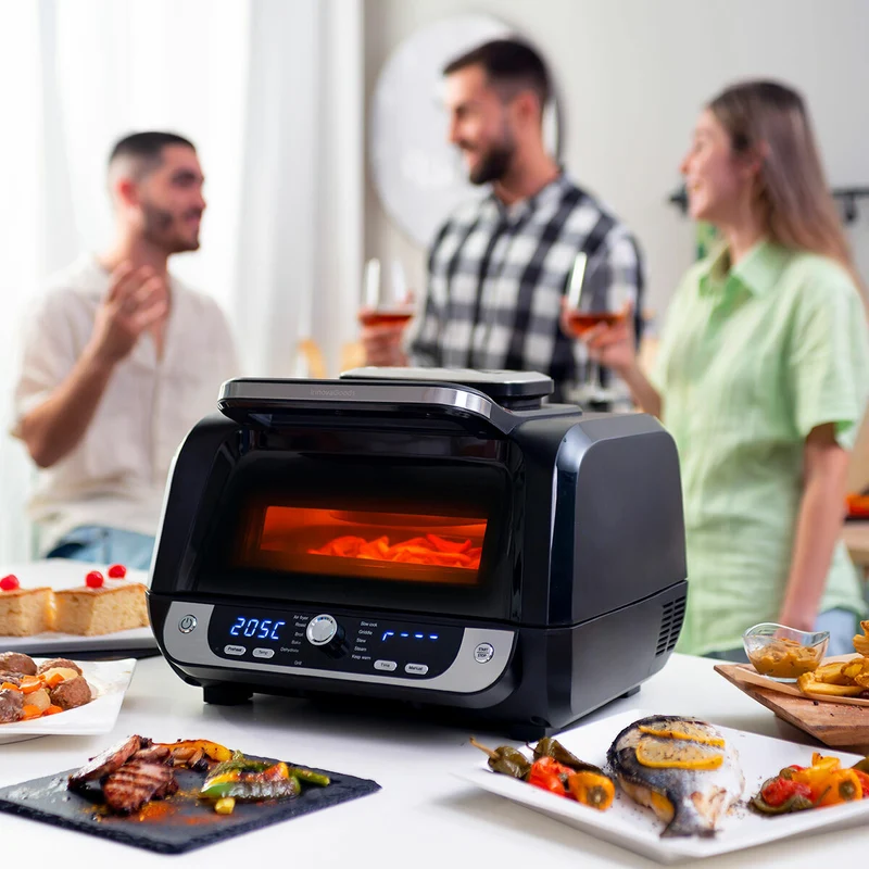 Pack Silicone Baskets with Brush for Air Fryers and Air Fryer with Grill, Accessories and Recipe Book InnovaGoods