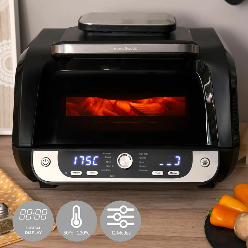 Pack Silicone Baskets with Brush for Air Fryers and Air Fryer with Grill, Accessories and Recipe Book InnovaGoods