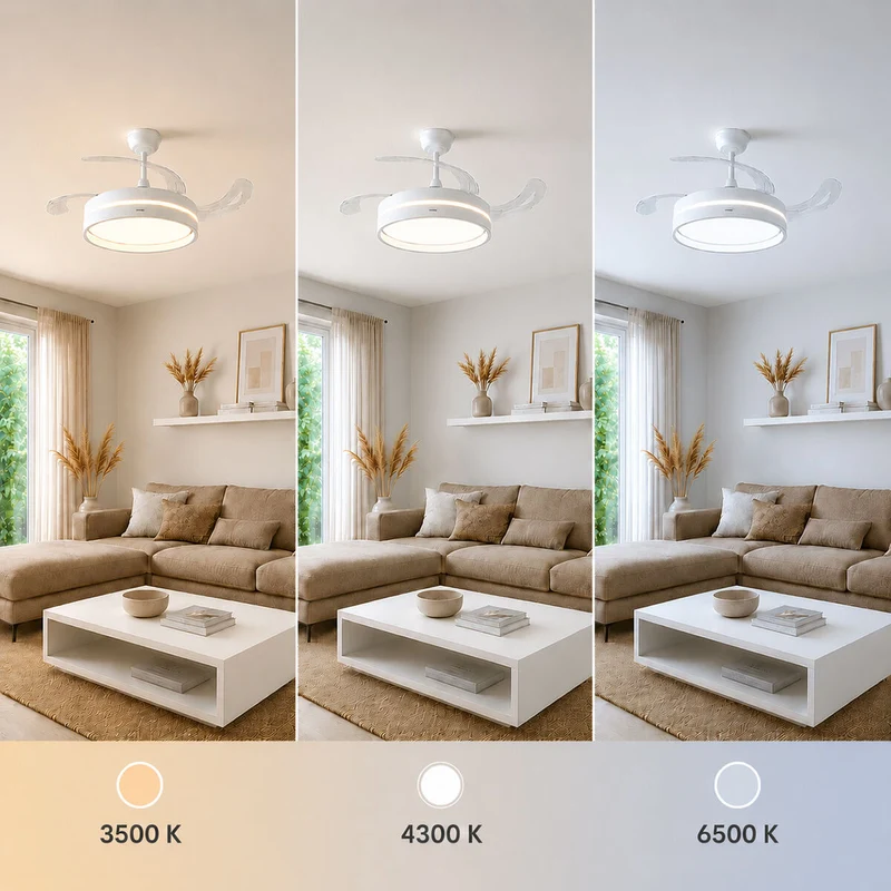 LED Ceiling Fan with 4 Retractable Blades Keteez InnovaGoods White 72 W Ø49-104 cm