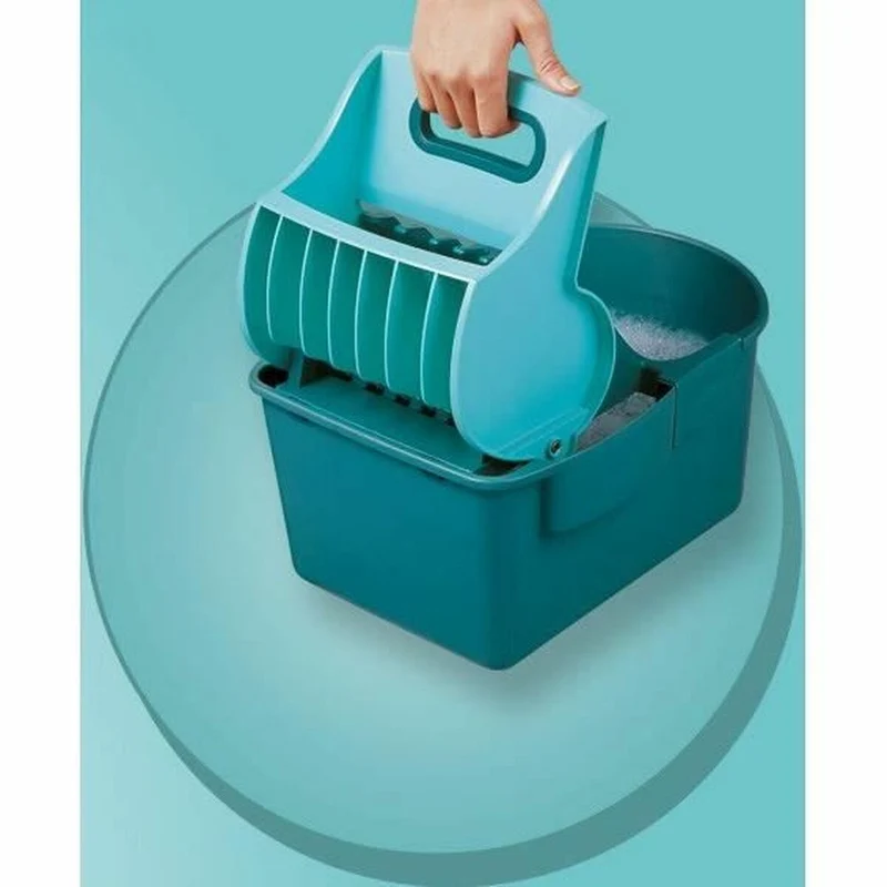 Mop with Bucket Leifheit 55092 Blue Grey Microfibre