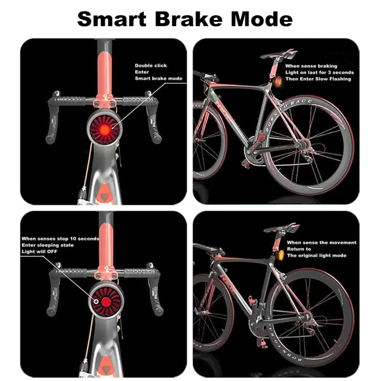 Smart Sensor Bremslys til Cykel med USB – Titanfarvet Advarselslys