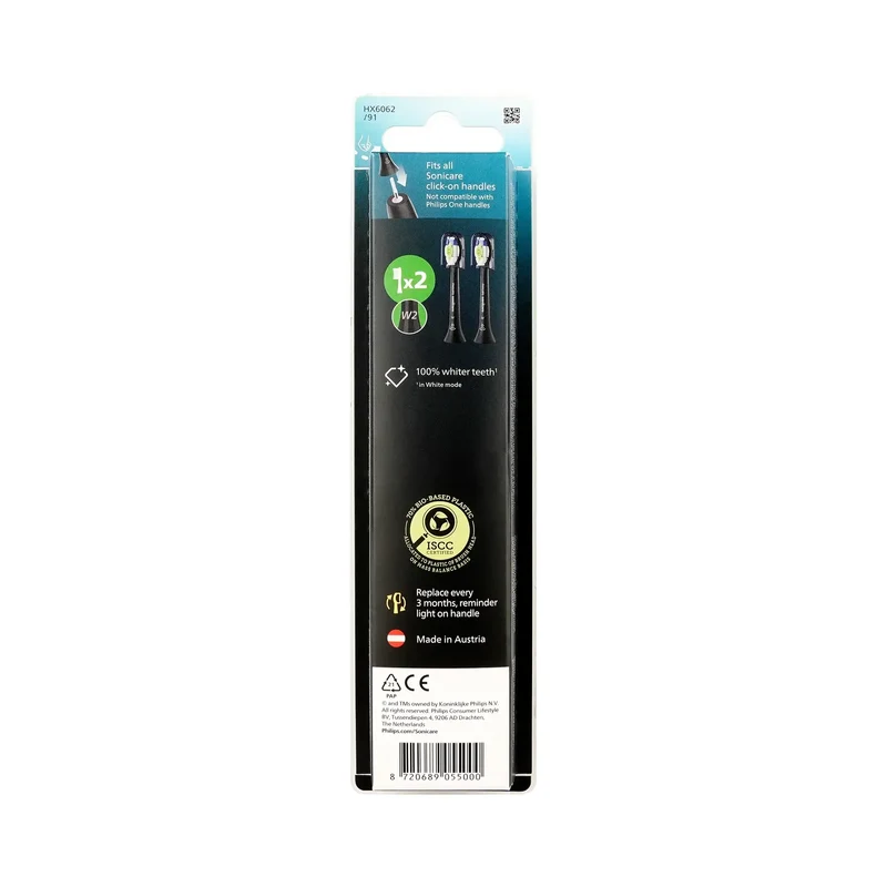 Philips Sonicare W2 Optimal Black 2 Brush Heads -HX6062/91