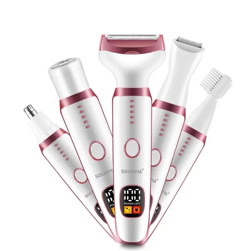 Five-In-One Lady Body Hair Shaver Women's Electric Private Part Hair Trimmer Device