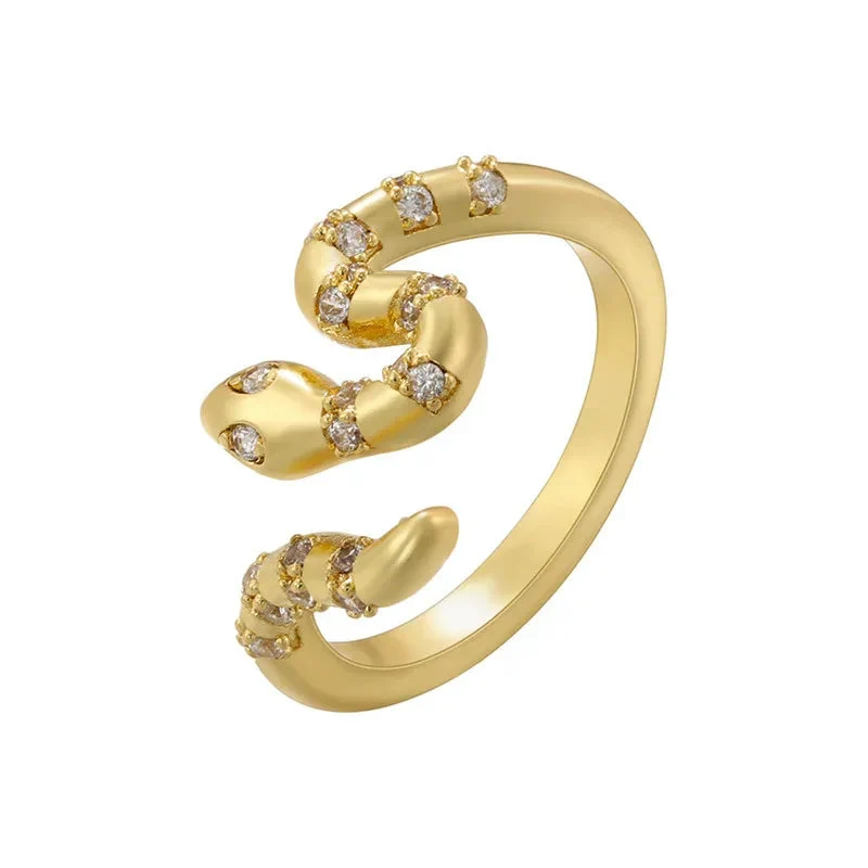 Micro Inlay Colorful Crystals Snake Rings