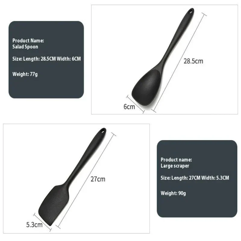 Non-Stick Silicone 10 Pieces Baking Kitchen Black Utensils Cooking Tools