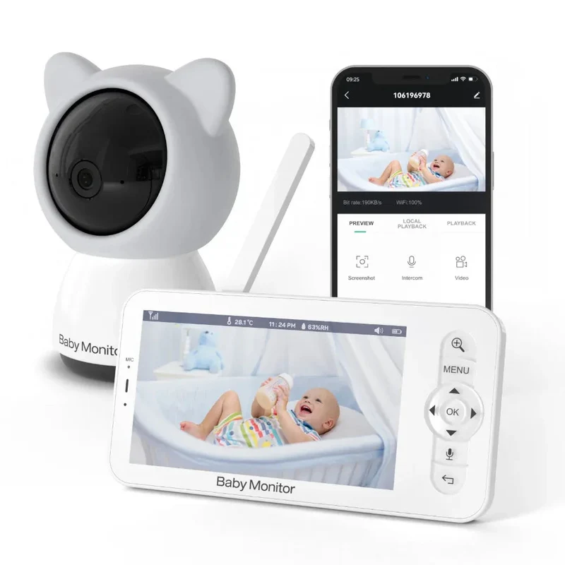 5 Inch Screen 1080P Infrared Night Vision Baby Monitor