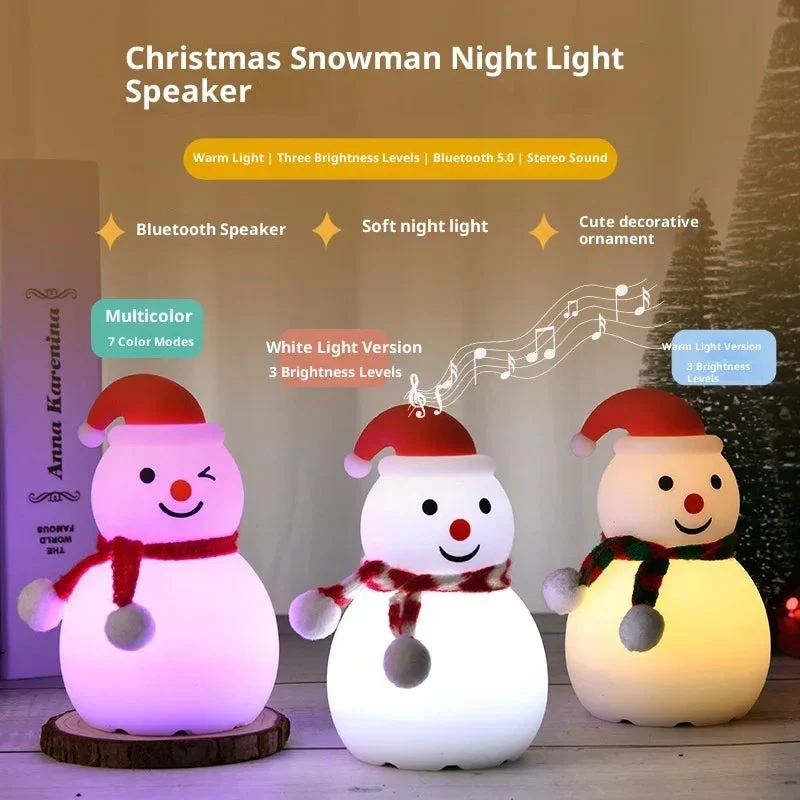 Christmas Snowman Night Light Silicone Bluetooth Audio Small Night Lamp