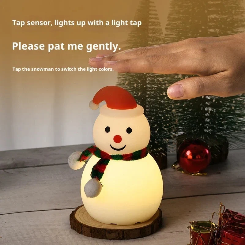 Christmas Snowman Night Light Silicone Bluetooth Audio Small Night Lamp