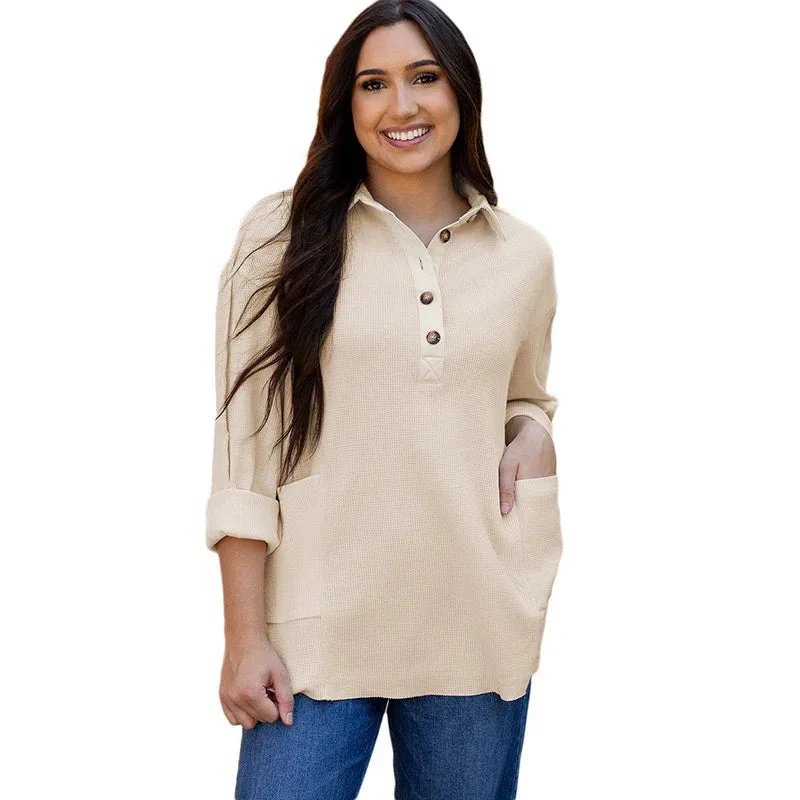 Pullover Round Neck Long Sleeves Shirt Top Women's European And American Loose Fit Sweater