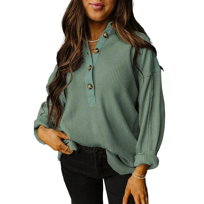 Pullover Round Neck Long Sleeves Shirt Top Women's European And American Loose Fit Sweater