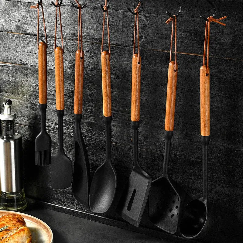 Wooden Handle Silicone Spatula Kitchenware Suit High Temperature Resistant Kitchen Utensil Tools