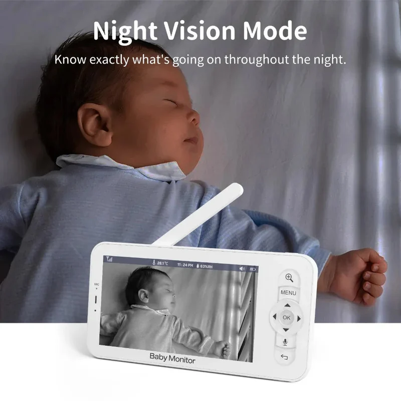 5 Inch Screen 1080P Infrared Night Vision Baby Monitor