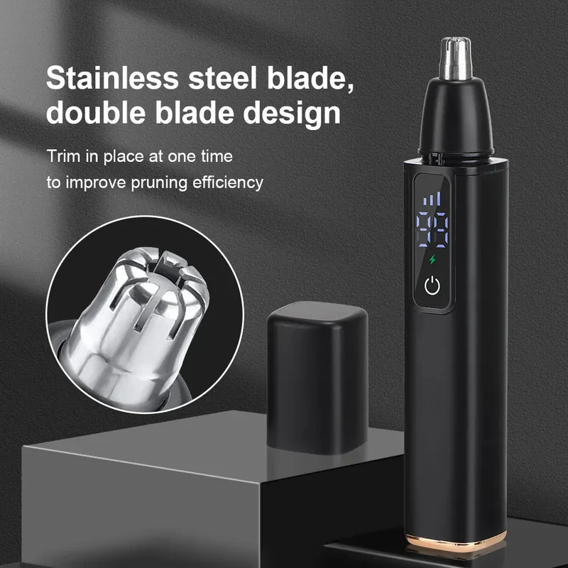 Men's Digital Display Three-Gear Adjustment Electric Nose Hair Trimmer