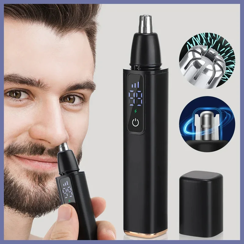 Men's Digital Display Three-Gear Adjustment Electric Nose Hair Trimmer