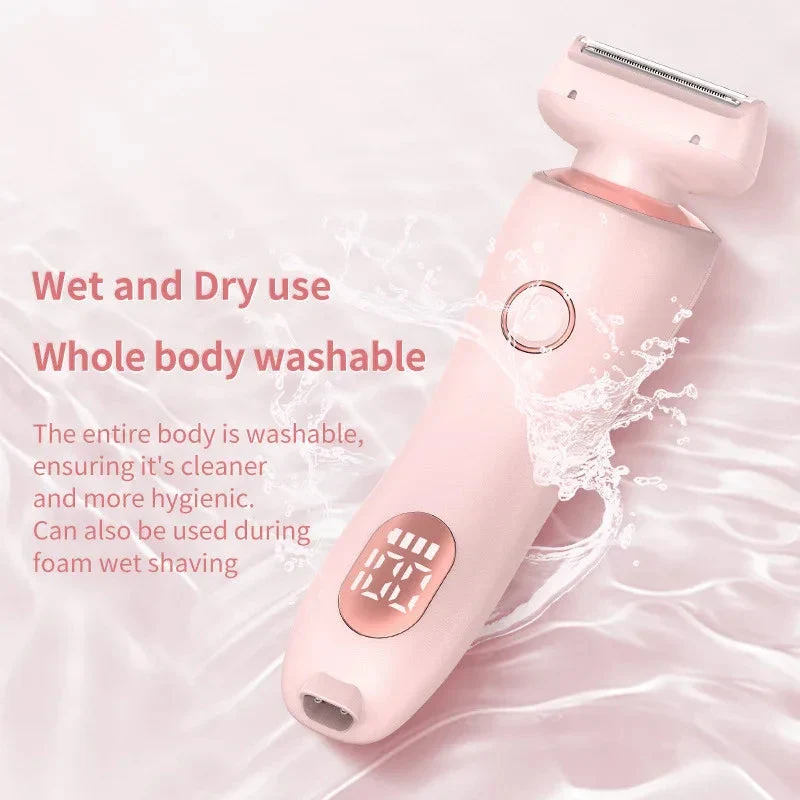 USB Rechargeable Trimmer With Two Removable Trimmer Heads Women's Body Leg Armpit Pubic Hair Intimate Razor Shaver For Hair Removal