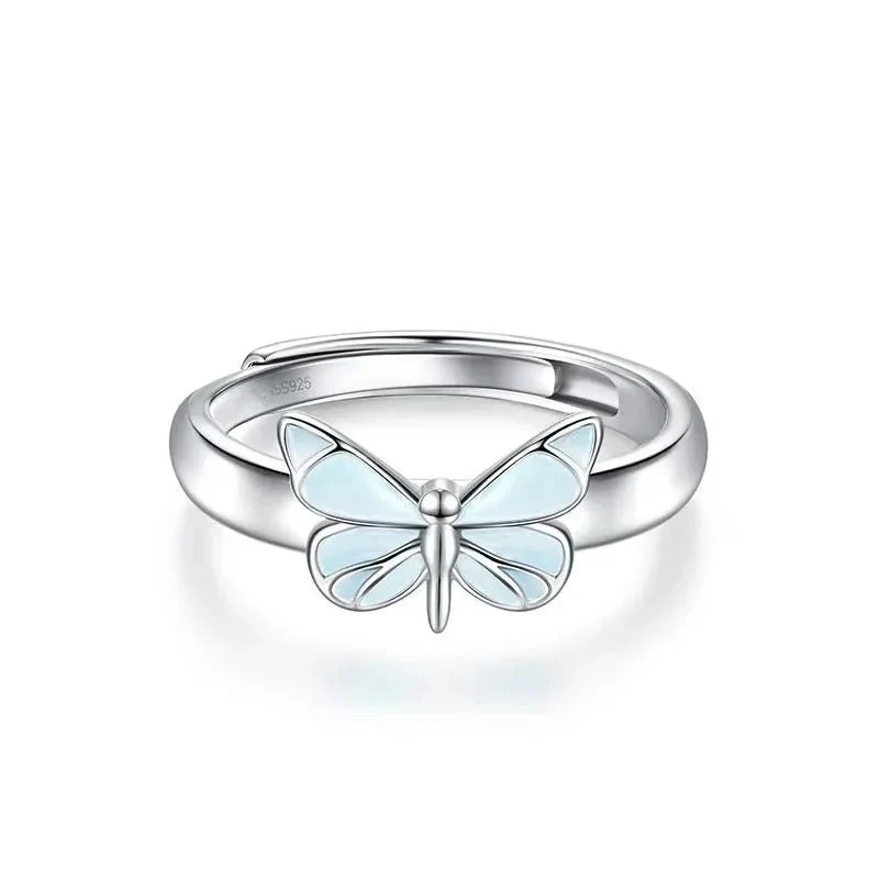 Luminous Blue Butterfly Ring