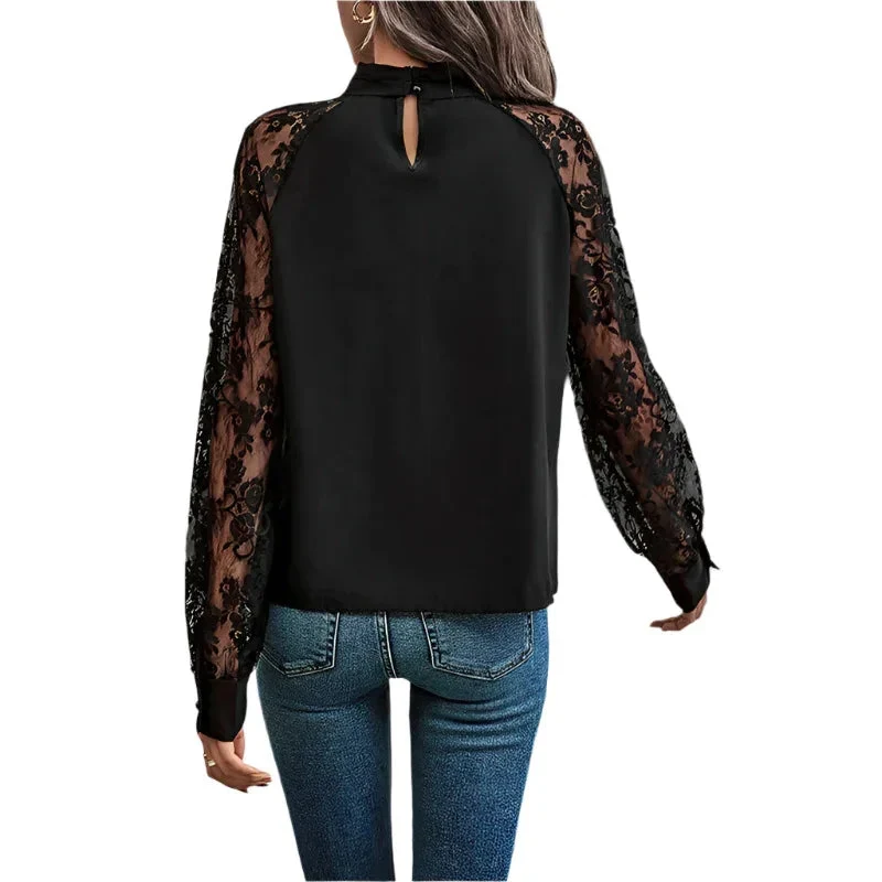 Commuter's All-Matching Lace Stitching Long-Sleeved Top