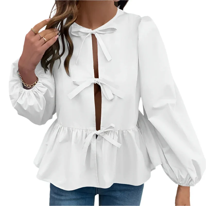 Casual Loose Buckle Shirt Top For Women