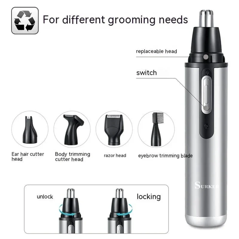 Five-In-One Multifunctional USB Charging Portable Mini Nose Ear Hair Trimmer