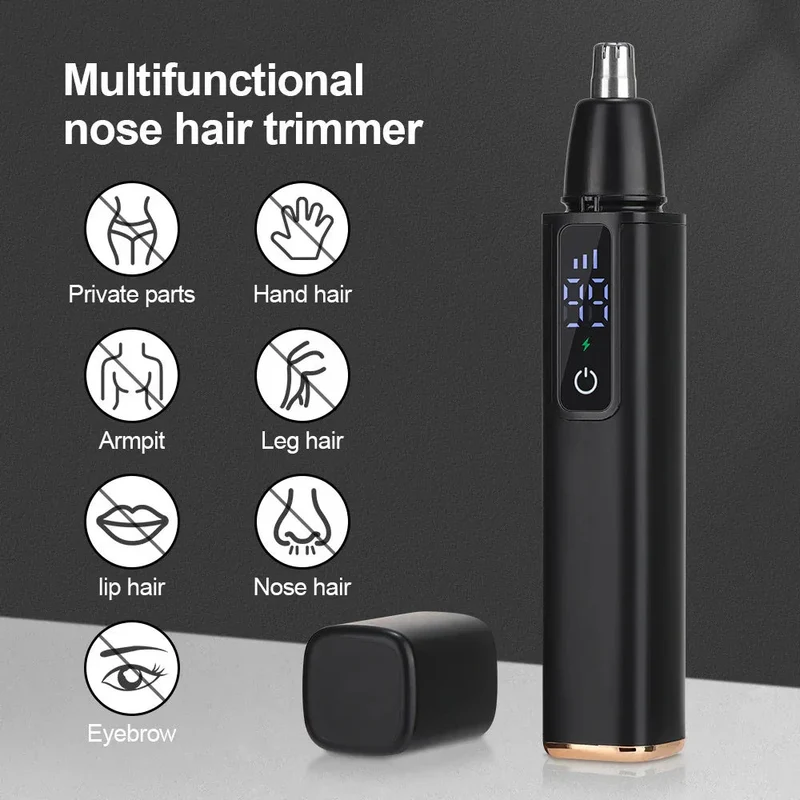 Men's Digital Display Three-Gear Adjustment Electric Nose Hair Trimmer