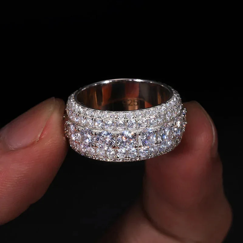 S925 Sterling Silver Unisex Mosonite Ring