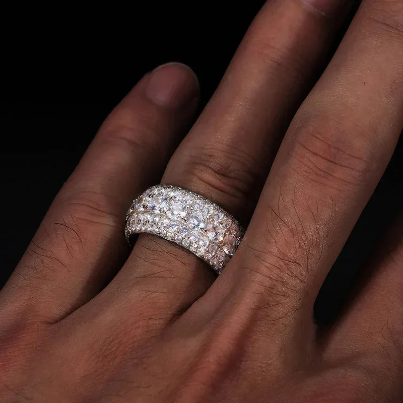 S925 Sterling Silver Unisex Mosonite Ring