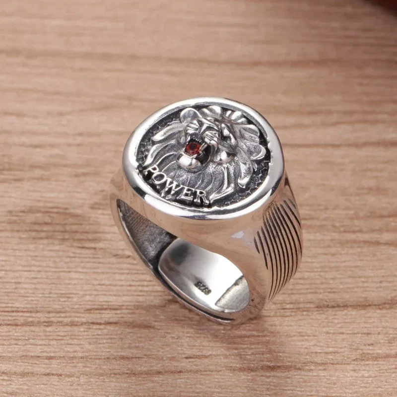 Retro Jewelry Vintage Silver Lion Ring