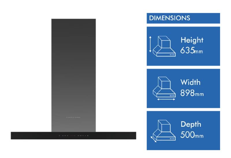 Fisher & Paykel 90cm Series 7 Box Chimney Wall Rangehood