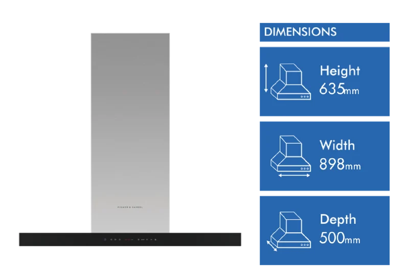 Fisher & Paykel 90cm Series 7 Box Chimney Wall Rangehood