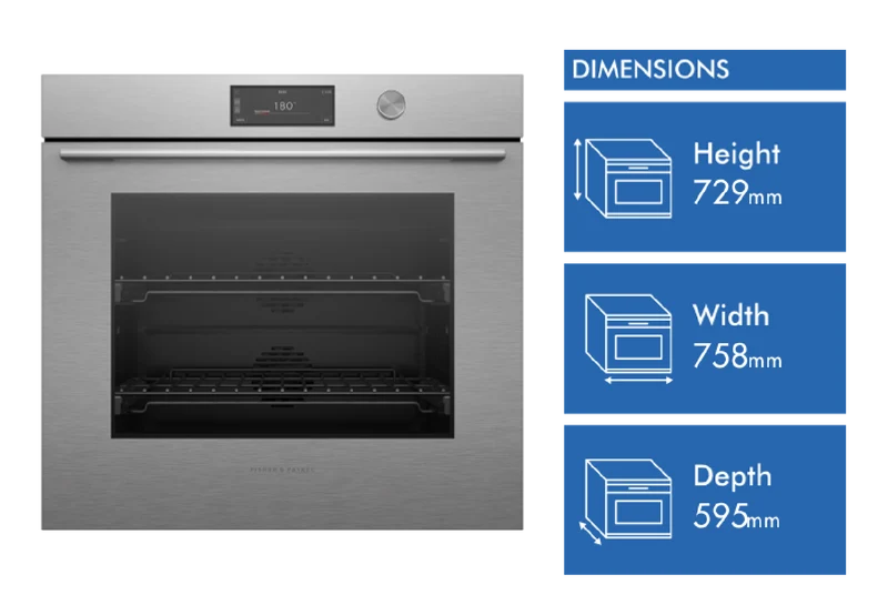 Fisher & Paykel Series 9 Contemporary 76cm Pyrolytic Oven, Brushed Silver Glass