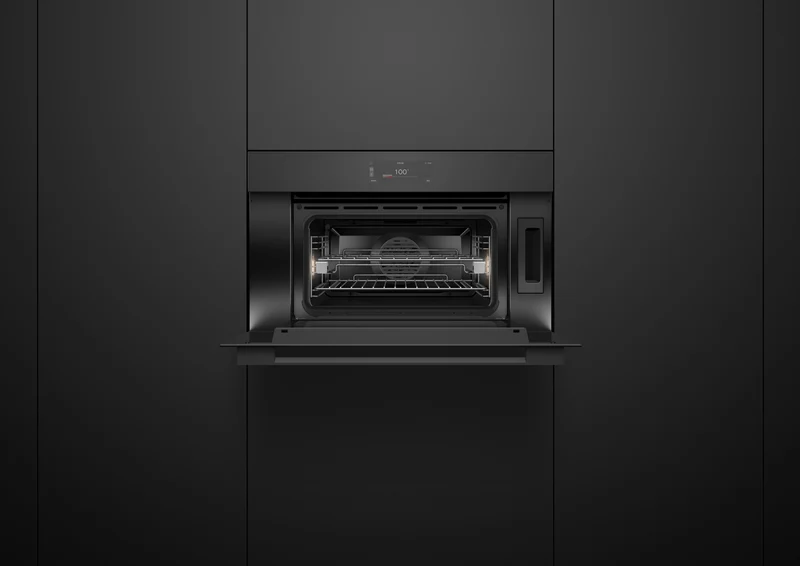 Fisher & Paykel Series 9 Minimal Compact 76cm Combination Steam Oven, Black Glass