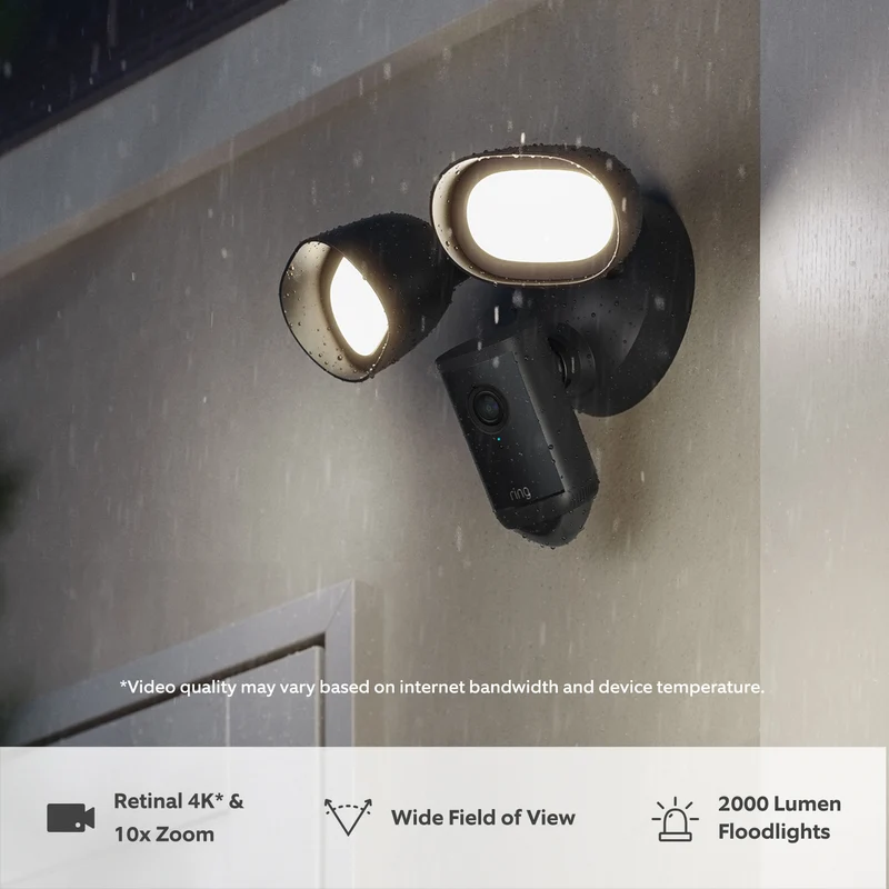 Ring Floodlight Camera 4K Pro - Wired Security Camera - Black