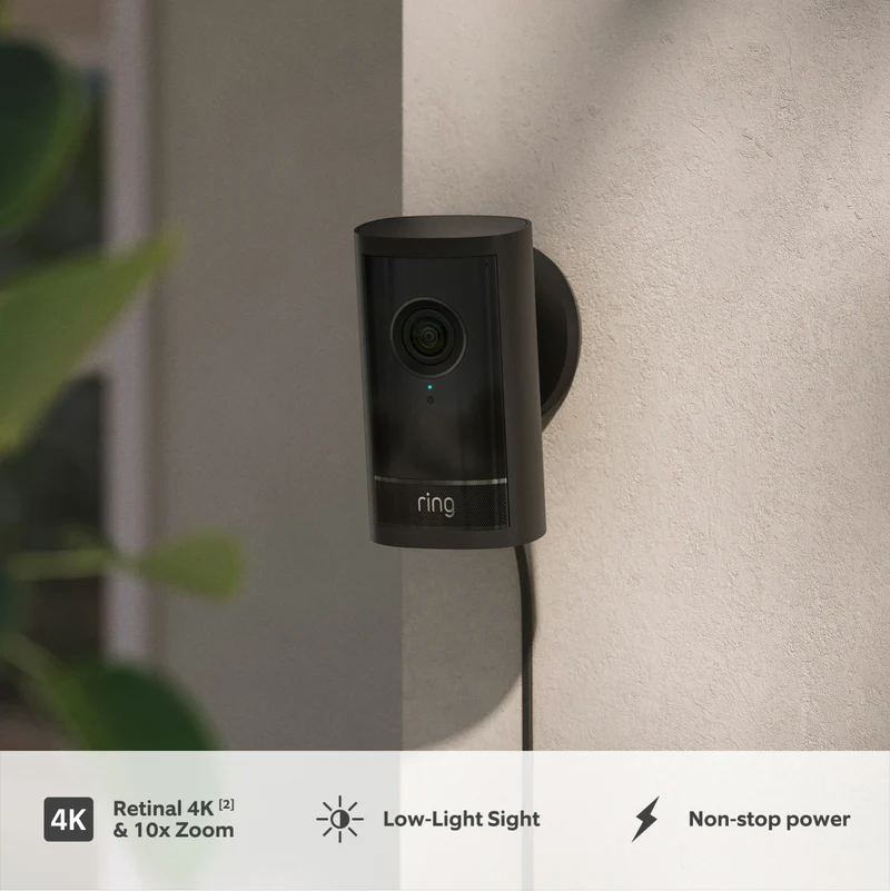 Ring Outdoor Camera 4K Pro - Plug-In Security Camera - Black