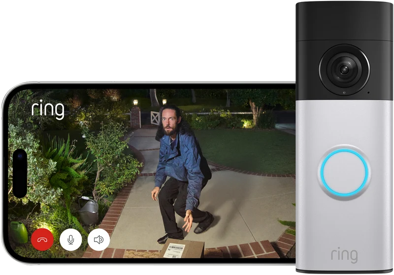 Ring Battery Video Doorbell 2K Plus - Nickel Silver + Chime