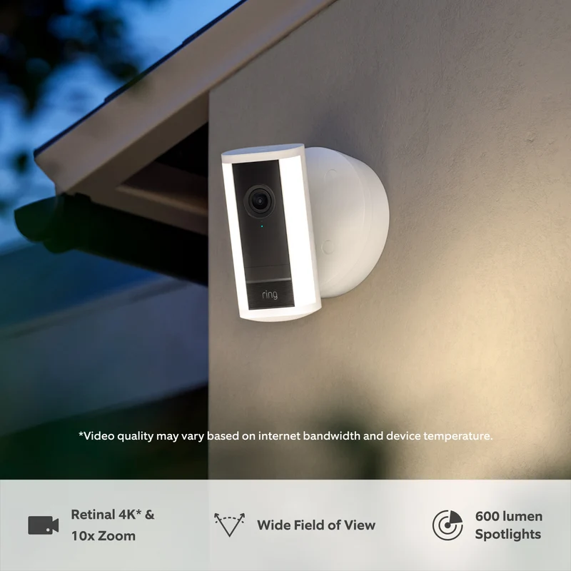 Ring Spotlight Camera 4K Pro - Wired Security Camera - White