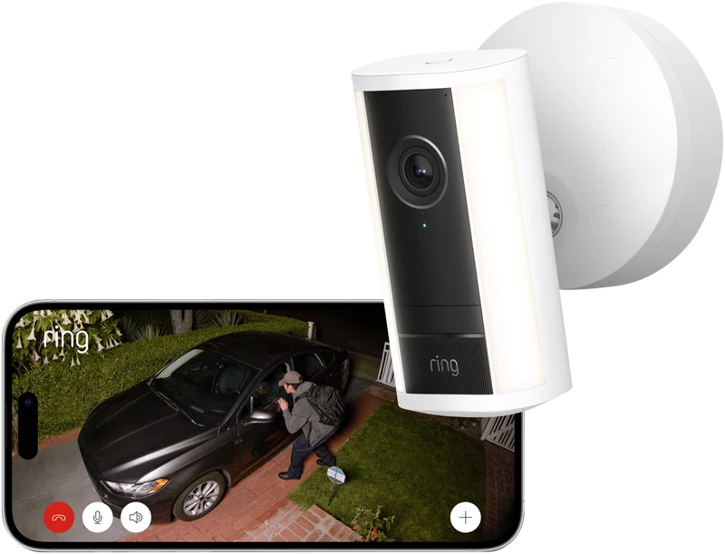 Ring Spotlight Camera 4K Pro - Wired Security Camera - White