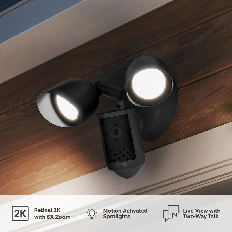 Ring Floodlight Cam 2K Wired (2nd Gen) - Black