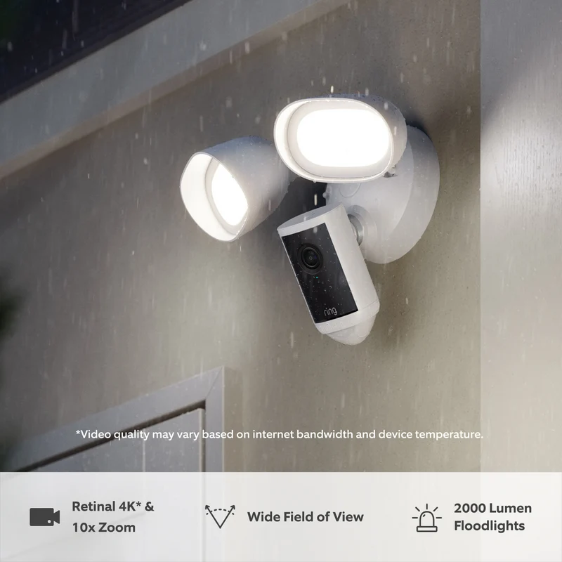Ring Floodlight Camera 4K Pro - Wired Security Camera - White