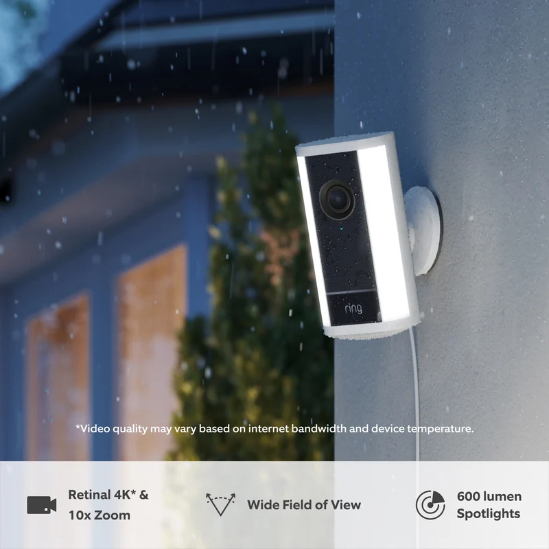 Ring Spotlight Camera 4K Pro - Plug-In Security Camera - White
