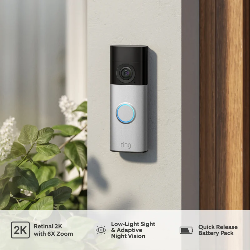 Ring Battery Video Doorbell 2K Plus - Nickel Silver