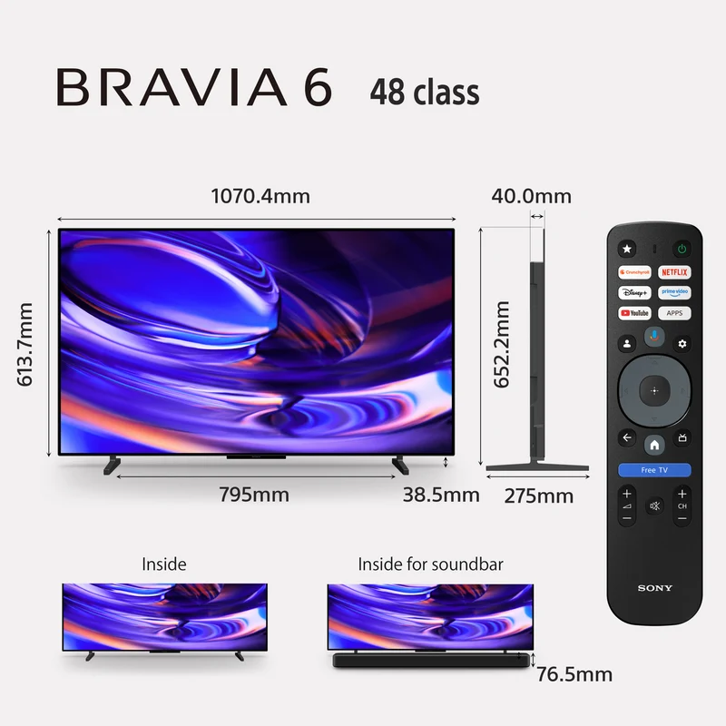 Sony 48" BRAVIA 6 OLED 4K HDR Google TV with Gemini