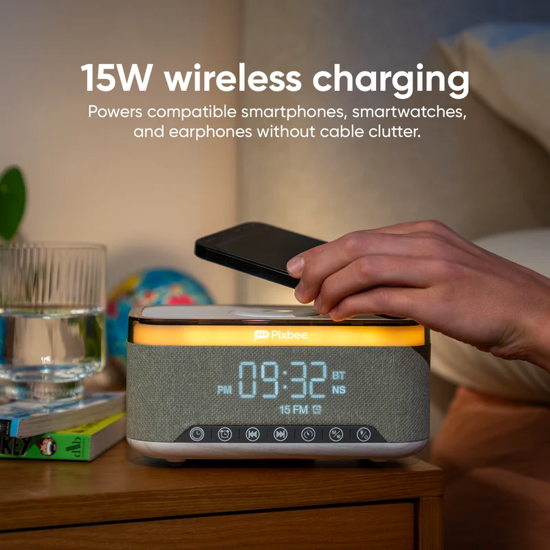Pixbee 5-in-1 Alarm Clock with Charging Dock