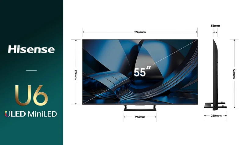 Hisense 55" U6SAU 4K ULED MiniLED Hi-QLED 144Hz Smart AI TV 2026